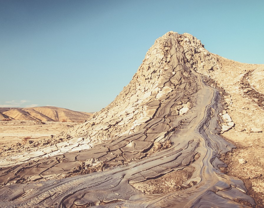 A mud volcano in Azerbaijan's Gobustan national park