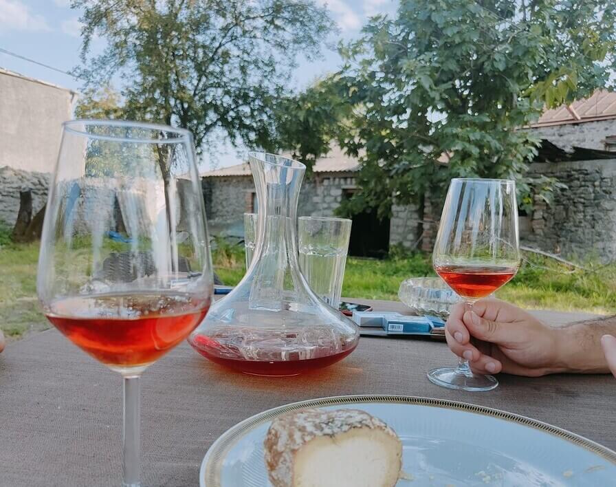 Two glasses of organge georgian wine